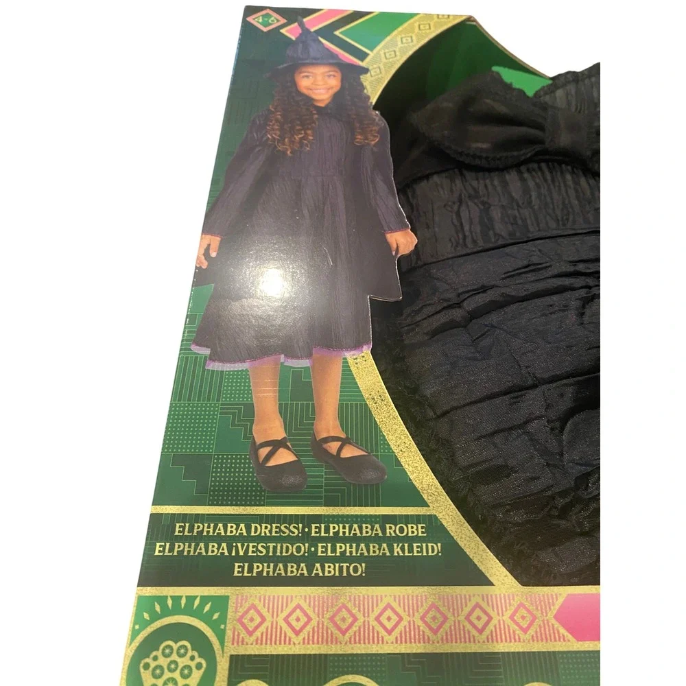 Wicked Deluxe Elphaba Black Dress & Accessories Costume Size 4-6